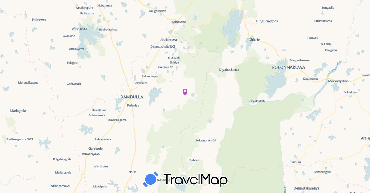 TravelMap itinerary: train in Sri Lanka (Asia)